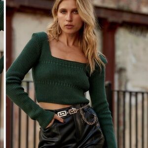 12th tribe Monarch Emerald Knit Crop